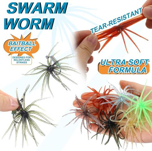 طعوم صيد ناعمة من Urchin، طعم مخلوق بلاستيكي عائم، طعوم دودة متينة لصيد سمك الجثم واليوسفي ورأس الأفعى وسمك السلور وصيد الأسماك في المياه المالحة والمياه العذبة in Kuwait
