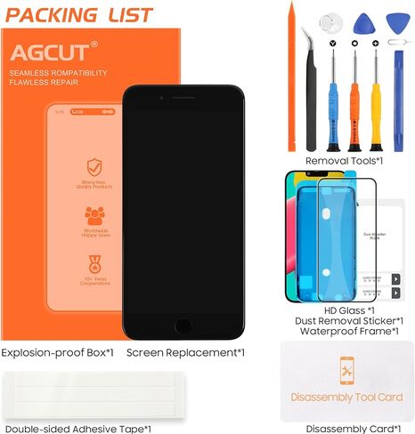 استبدال شاشة iPhone 8 Plus لشاشة iPhone 8 Plus LCD مع زر الصفحة الرئيسية A1864، A1897، A1898 مجموعة التحويل الرقمي التي تعمل باللمس + سماعة الأذن الأمامية طقم إصلاح كامل للكاميرا in Kuwait