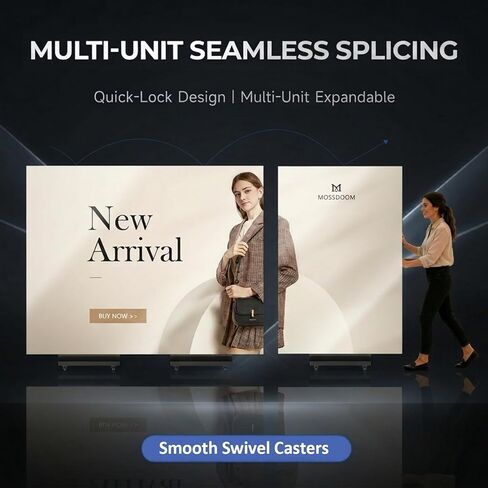 90 inch LED Digital Signage, P1.86 Tri-Fold Dual-Sided Foldable LED Poster Screen with Flight Case, GOB Commercial Advertising Display Screen Kiosk, WiFi/USB/HDMI, for Store, Rentals, Events in Kuwait