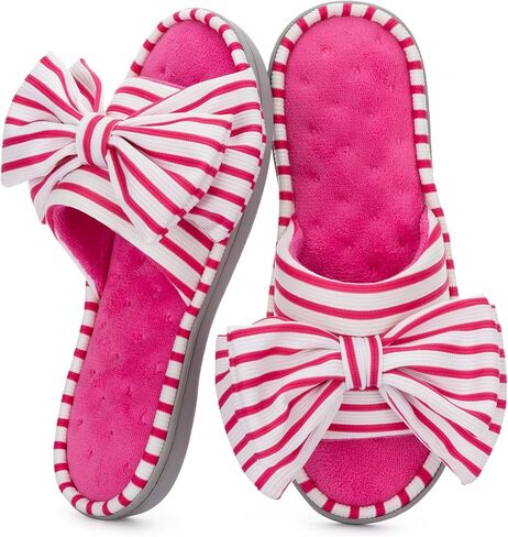 ULTRAIDEAS Women's Open Toe Indoor Outdoor Slippers | Memory Foam,Cute Bow Design,Gift for Women,Anti-skid Rubber Sole,lightweight,washable,comfortably Breathable in Saudi Arabia