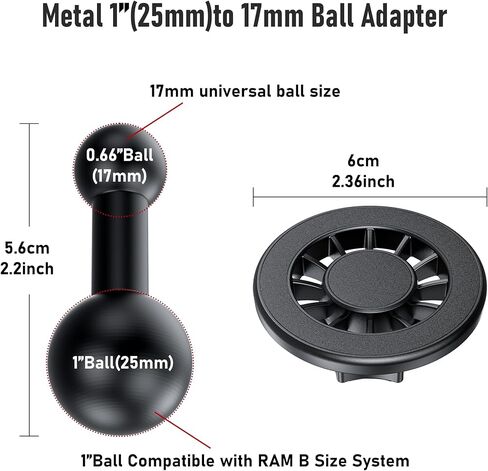 Magnetic Phone Mount Base for MagSafe, 1 Inch (25.4mm) Ball Adapter Fits B Size Double Socket Arms, 20x N52 Strong Magnets, Heavy Duty Anti-Slip Holder for Car Truck in Kuwait