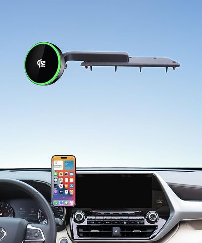 حامل هاتف شاحن سيارة لاسلكي سريع Qi2.2 Max 25W لشاشة 2020-2026 Toyota Highlander/Hybrid 8/12.3 بوصة، حامل هاتف مغناطيسي متوافق مع MagSafe in Kuwait