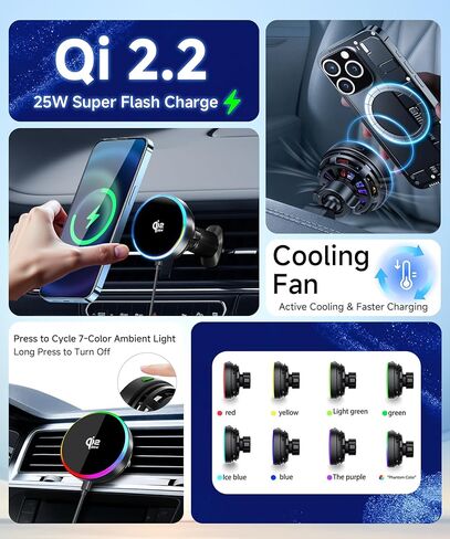 حامل هاتف شاحن سيارة لاسلكي سريع Qi2.2 Max 25W لشاشة 2020-2026 Toyota Highlander/Hybrid 8/12.3 بوصة، حامل هاتف مغناطيسي متوافق مع MagSafe in Kuwait