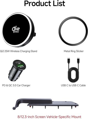 حامل هاتف شاحن سيارة لاسلكي سريع Qi2.2 Max 25W لشاشة 2020-2026 Toyota Highlander/Hybrid 8/12.3 بوصة، حامل هاتف مغناطيسي متوافق مع MagSafe in Kuwait
