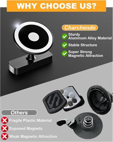 Charchendo Premium Metal Edition Magnetic Phone Mount for Hyundai Ioniq 5 2022-2026 and Ioniq 9, Ultra Slim N56 Magnet Dashboard Holder for MagSafe iPhones, Professional No Slip Interior Accessory in Kuwait