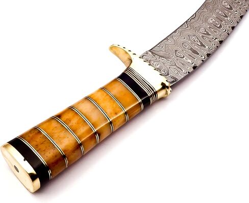 Delta :Handmade Damascus steel 15" Kukri knife-Damascus Steel Knife-for Outdoor & indoor Survivals, Best for Hunting,Camping With Original Camel Bone Handle in Kuwait