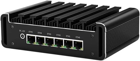 Fanless Mini PC Core i3 N300 8C/8T with 6 * 2.5G LANs,DDR5,4*USB2.0,4K HD DP,Mini Desktop Computer Support Dual Band WiFi for Industry Business,NO RAM NO SSD(M.2 Nvme) in Kuwait
