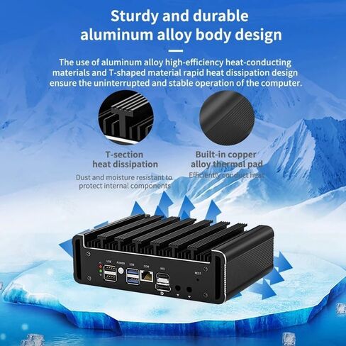 Fanless Mini PC Core i3 N300 8C/8T with 6 * 2.5G LANs,DDR5,4*USB2.0,4K HD DP,Mini Desktop Computer Support Dual Band WiFi for Industry Business,NO RAM NO SSD(M.2 Nvme) in Kuwait