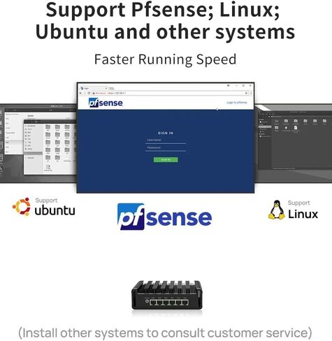 Fanless Mini PC Core i3 N300 8C/8T with 6 * 2.5G LANs,DDR5,4*USB2.0,4K HD DP,Mini Desktop Computer Support Dual Band WiFi for Industry Business,NO RAM NO SSD(M.2 Nvme) in Kuwait