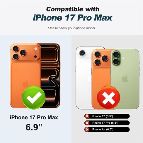 for iPhone 17 Pro Max Wallet Case with Stand,PU Leather Flip Credit Card Holder Slots (RFID Blocking),Compatible with Magsafe Magnetic Holder Phone Cover Women Men,Orange in Kuwait