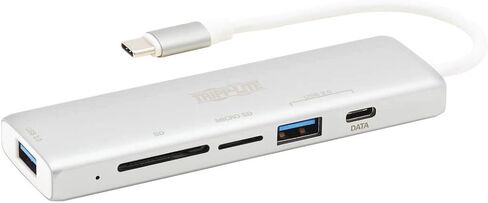 محول TRIPP LITE USB-C 3.1 متعدد المنافذ لنقل البيانات (2 USB-A، 1 USB-C، SD، Micro SD)، Thunderbolt 3، USB 3.1 Gen 1، 5 جيجابت في الثانية، فضي (U460-002-2AM-C1) in Kuwait