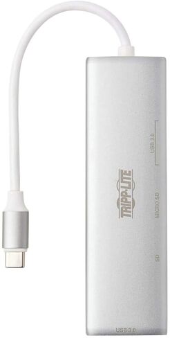 محول TRIPP LITE USB-C 3.1 متعدد المنافذ لنقل البيانات (2 USB-A، 1 USB-C، SD، Micro SD)، Thunderbolt 3، USB 3.1 Gen 1، 5 جيجابت في الثانية، فضي (U460-002-2AM-C1) in Kuwait