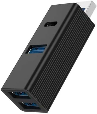 4-in-1 USB 3.0 Hub with Type-C Port, High-Speed USB Splitter, Plug and Play Multi-Port Adapter for Laptop and Desktop, No External Power Needed, Black in Kuwait
