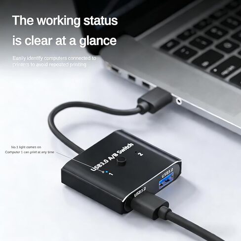 USB 3.0 Switch 2 لمشاركة الكمبيوتر، صندوق محول طرفي USB 3.0 للطابعة ولوحة المفاتيح والماوس والماسح الضوئي، محور USB 3.0 ثنائي الاتجاه متوافق مع نظام التشغيل Windows Mac Linux، التوصيل والتشغيل، لا حاجة إلى برنامج تشغيل in Kuwait
