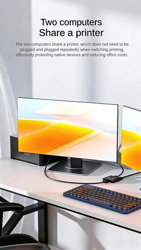 USB 3.0 Switch 2 لمشاركة الكمبيوتر، صندوق محول طرفي USB 3.0 للطابعة ولوحة المفاتيح والماوس والماسح الضوئي، محور USB 3.0 ثنائي الاتجاه متوافق مع نظام التشغيل Windows Mac Linux، التوصيل والتشغيل، لا حاجة إلى برنامج تشغيل in Kuwait