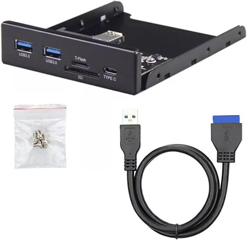 لوحة أمامية معدنية من النوع C وUSB 3.0 من النوع A بسرعة 5 جيجابت في الثانية وقارئ بطاقات Micro SD/TF لملحقات الكمبيوتر لخليج محرك الأقراص المرنة مقاس 3.5 بوصة in Kuwait