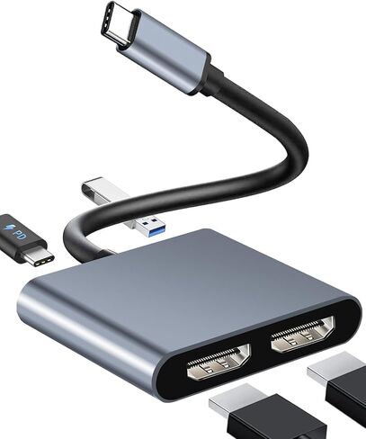 محول USB C مزدوج HDTV، 2 مقسم شاشة، محور USB C لمحطة إرساء HDTV مزدوجة لأجهزة الكمبيوتر المحمولة والشاشات in Kuwait