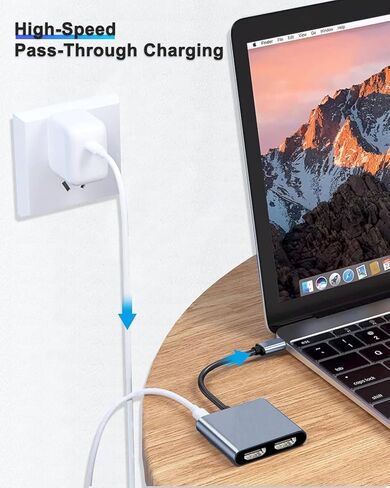 محول USB C مزدوج HDTV، 2 مقسم شاشة، محور USB C لمحطة إرساء HDTV مزدوجة لأجهزة الكمبيوتر المحمولة والشاشات in Kuwait