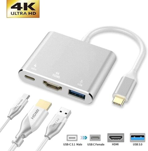 محول USB C إلى 4K HDMI محول PD HDTV متوافق مع Samsung Galaxy S24/S23/S22، ومنفذ شاحن TV Video Hub Type-C محول جهاز العرض in Kuwait