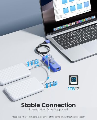 USB Hub Ethernet، 4 منافذ USB 3.0، محول USB-A إلى Gigabit Ethernet مع 3 محاور USB 3.0 لأجهزة الكمبيوتر المحمول، USB Hub 3.0 مع RJ45 10/100/1000 جيجابت in Kuwait