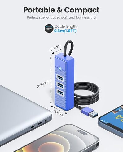 USB Hub Ethernet، 4 منافذ USB 3.0، محول USB-A إلى Gigabit Ethernet مع 3 محاور USB 3.0 لأجهزة الكمبيوتر المحمول، USB Hub 3.0 مع RJ45 10/100/1000 جيجابت in Kuwait