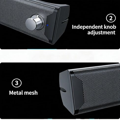 2 in 1 Computer Speaker, USB Plug and Play 3.5mm Sound Input with Volume Knob, for PC Laptop Desktop Display in Kuwait