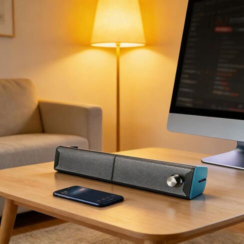 2 in 1 Computer Speaker, USB Plug and Play 3.5mm Sound Input with Volume Knob, for PC Laptop Desktop Display in Kuwait
