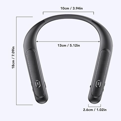 مكبر صوت لاسلكي بشريط حول الرقبة من Yosoo Health Gear، صوت ستيريو ثلاثي الأبعاد مع ميكروفون مدمج، زمن وصول منخفض، وقت تشغيل 12 ساعة، شحن سريع من النوع C، يمكن ارتداؤه للألعاب والتلفزيون والمنزل والخارج. in Kuwait