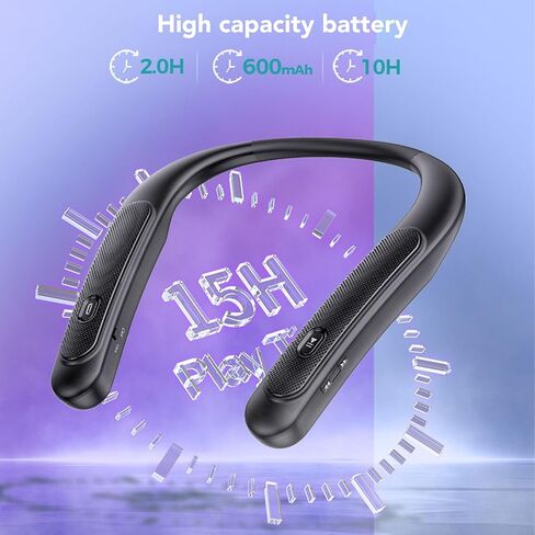 مكبر صوت لاسلكي بشريط حول الرقبة من Yosoo Health Gear، صوت ستيريو ثلاثي الأبعاد مع ميكروفون مدمج، زمن وصول منخفض، وقت تشغيل 12 ساعة، شحن سريع من النوع C، يمكن ارتداؤه للألعاب والتلفزيون والمنزل والخارج. in Kuwait