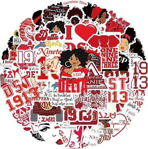 Delta Sigma Theta Sorority Stickers, 62Pcs DST 1913 Sorority Decals Waterproof Vinyl for Water Bottles Laptops Tumblers, Delta Sorority Gifts for Women Girls (DST) in Saudi Arabia