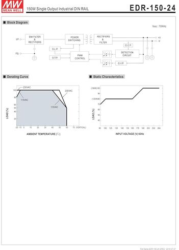 يعني جيدا الأصلي EDR-150-24 24 فولت 6.5A ميانويل EDR-150 24 فولت 156 واط إخراج واحد الصناعية DIN السكك الحديدية in Kuwait