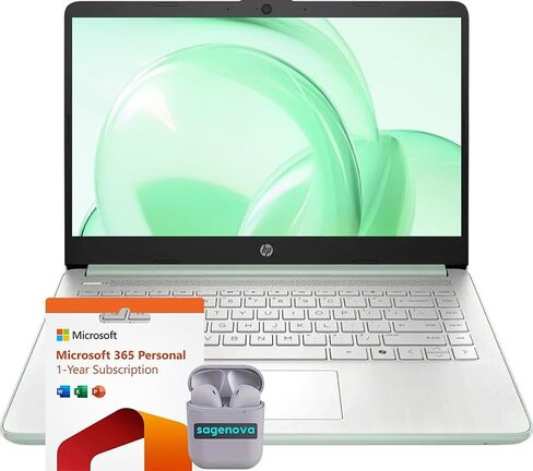 كمبيوتر محمول HP للأعمال والطلاب مقاس 14 بوصة عالي الدقة، وذاكرة وصول عشوائي 32 جيجابايت وتخزين 640 جيجابايت (128 جيجابايت UFS + بطاقة SD سعة 512 جيجابايت)، ونظام التشغيل Windows 11 S مع Microsoft Office 365 لمدة عام واحد، وIntel N150، وسماعات SageNova، و in Kuwait