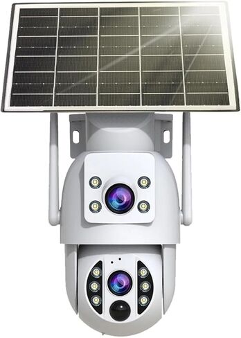 8MP واي فاي كاميرا تعمل بالطاقة الشمسية في الهواء الطلق كاميرا مراقبة CCTV مع لوحة طاقة شمسية عدسة مزدوجة PTZ للرؤية الليلية حماية الأمن (كاميرا 6MP) in Kuwait
