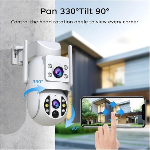 8MP واي فاي كاميرا تعمل بالطاقة الشمسية في الهواء الطلق كاميرا مراقبة CCTV مع لوحة طاقة شمسية عدسة مزدوجة PTZ للرؤية الليلية حماية الأمن (كاميرا 6MP) in Kuwait