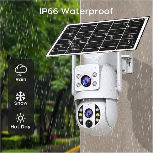 8MP واي فاي كاميرا تعمل بالطاقة الشمسية في الهواء الطلق كاميرا مراقبة CCTV مع لوحة طاقة شمسية عدسة مزدوجة PTZ للرؤية الليلية حماية الأمن (كاميرا 6MP) in Kuwait