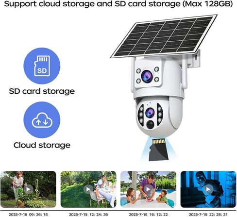8MP واي فاي كاميرا تعمل بالطاقة الشمسية في الهواء الطلق كاميرا مراقبة CCTV مع لوحة طاقة شمسية عدسة مزدوجة PTZ للرؤية الليلية حماية الأمن (كاميرا 6MP) in Kuwait