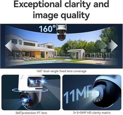 11MP Lens Outdoor Camera 2 Red-Bule Warning Light WiFi Camera Vehicle Human Detection Surveillance Monitor in Kuwait