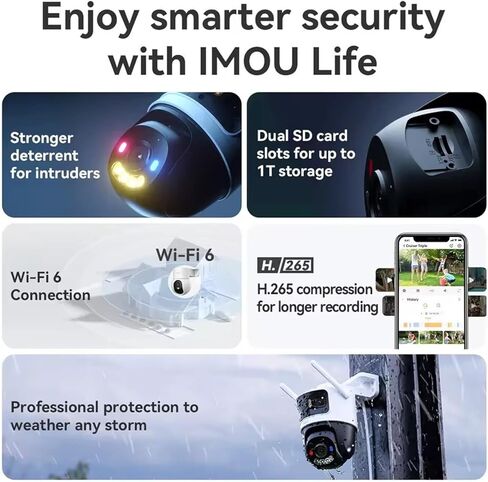 11MP Lens Outdoor Camera 2 Red-Bule Warning Light WiFi Camera Vehicle Human Detection Surveillance Monitor in Kuwait