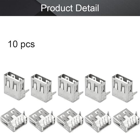 10 قطعة USB-AF أنثى المقبس وصلة مرفاع 4 دبوس 90 درجة لا كرة لولبية حافة مستقيم إدراج PCB موصل ، إصلاح استبدال محول ، WuJuntool in Kuwait