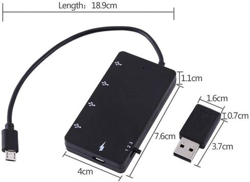 محول USB صغير من ذكر إلى أنثى إلى 4 منافذ USB2.0 لشحن الطاقة مع موصل USB 2.0 إلى Micro USB للهواتف اللوحية التي تعمل بنظام Android in Kuwait
