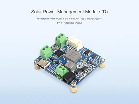 Solar Power Manager Module Supports 6V~24V Solar Panel and Type-C Power Adapter, 5V/3A Regulated Output, Features MPPT Function and Multi-Protection Circuits in Kuwait