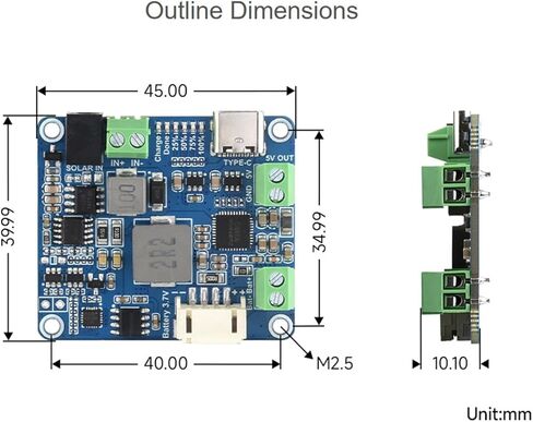Solar Power Manager Module Supports 6V~24V Solar Panel and Type-C Power Adapter, 5V/3A Regulated Output, Features MPPT Function and Multi-Protection Circuits in Kuwait