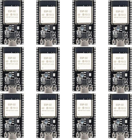 12-Pack ESP32 Development Board, Compatible with DevKitC-32 Module - Dual-Core WiFi + Bluetooth with Type-C, 38-Pin GPIO for Arduino IDE, IoT, Smart Home in Kuwait