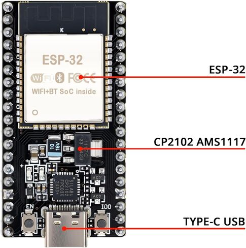 12-Pack ESP32 Development Board, Compatible with DevKitC-32 Module - Dual-Core WiFi + Bluetooth with Type-C, 38-Pin GPIO for Arduino IDE, IoT, Smart Home in Kuwait