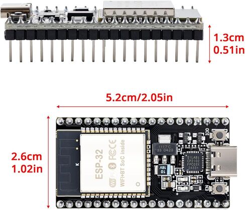 12-Pack ESP32 Development Board, Compatible with DevKitC-32 Module - Dual-Core WiFi + Bluetooth with Type-C, 38-Pin GPIO for Arduino IDE, IoT, Smart Home in Kuwait