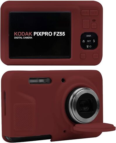 Case for Kodak PIXPRO FZ55, Soft Silicone Camera Protective Case Cover With Removable Lens Cover, Lightweight Slim Fit Anti-Scratch Camera Protector Sleeve (Brown) in Kuwait