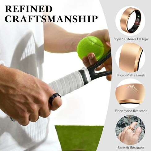Smart Health Ring 2.0 for Women Men, Slim Scratch & Fingerprint Resistant Design, Efficient Chip Fitness Tracker, Monitors Heart, Blood Oxygen & Pressure, Sleep, Steps, Waterproof, Rose Gold 8 in Kuwait