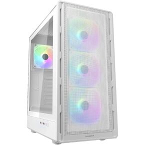 حقيبة كمبيوتر Cougar Airface Pure RGB Mid Tower ATX، تدعم وحدة معالجة الرسومات حتى 320 مم، لوحة جانبية شفافة، 4 مراوح RGB 120 مم مثبتة مسبقًا، أبيض in Kuwait