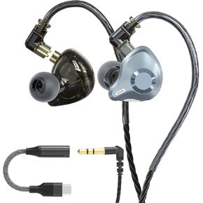 سماعات رأس داخل الأذن، سماعات أذن سلكية HiFi IEM، سماعات عازلة للصوت العميق مع محول USB C إلى 3.5 مم وكابل ثنائي الدبوس قابل للفصل للمغني/الموسيقيين/قارعي الطبول in Kuwait