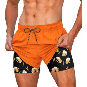 Cozople Bathing Suit Mens Swimming Trunks with Compression Liner 5.5 Inseam Anti Chafe Beach Quick Dry Swim Shorts in Saudi Arabia